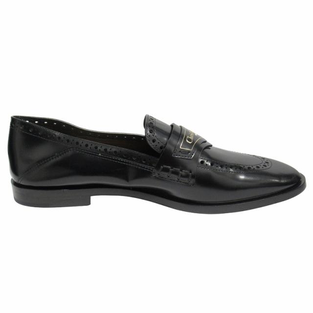 【中古】未使用品 クリスチャンディオール ボーイ "DiorBoy" ロゴプレート ローファー レザー シューズ■２