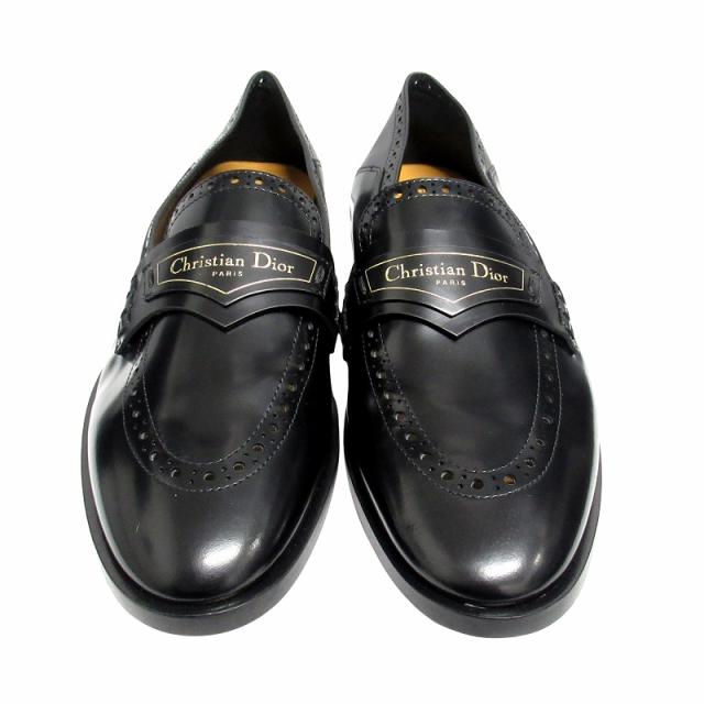 【中古】未使用品 クリスチャンディオール ボーイ "DiorBoy" ロゴプレート ローファー レザー シューズ■２