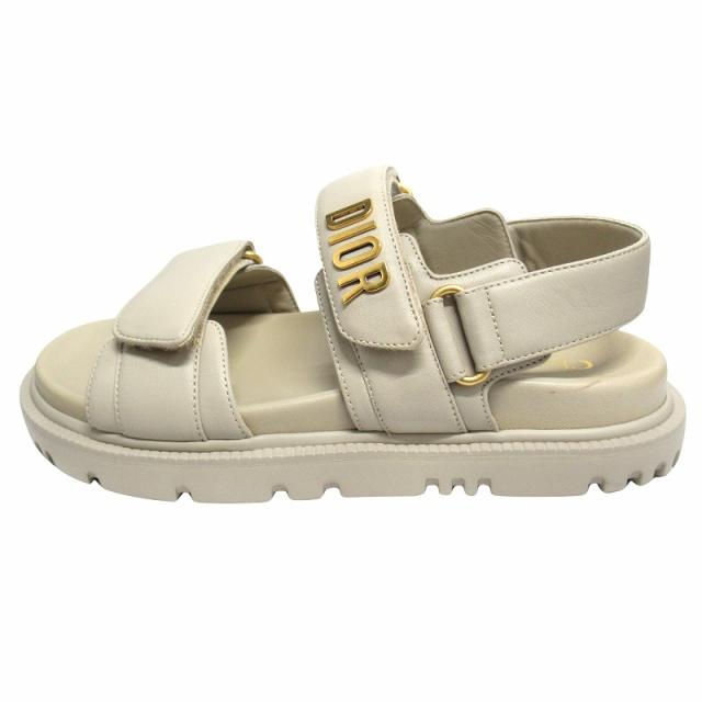 【中古】未使用品 クリスチャンディオール ディオールアクト ストラップ サンダル シューズ ロゴ金具 靴 35▽２ 