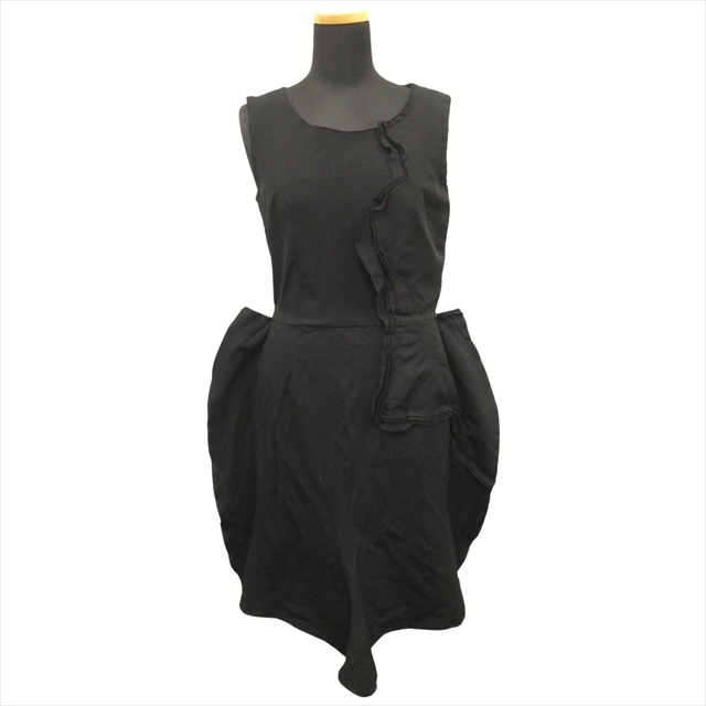 【中古】美品 10ss コムデギャルソン COMME des GARCONS ポリ縮絨 インサウドアウト ワンピース ドレス ひざ丈