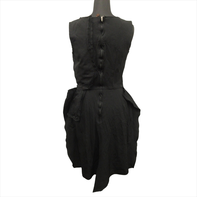 【中古】美品 10ss コムデギャルソン COMME des GARCONS ポリ縮絨 インサウドアウト ワンピース ドレス ひざ丈
