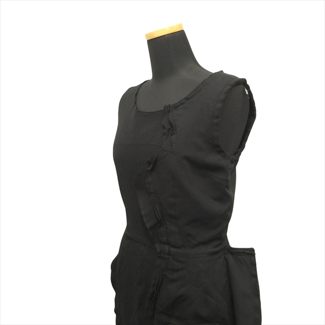 【中古】美品 10ss コムデギャルソン COMME des GARCONS ポリ縮絨 インサウドアウト ワンピース ドレス ひざ丈