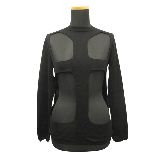 【中古】美品 17ss コムデギャルソン COMME des GARCONS カットアウト ニット セーター クルーネック ウール