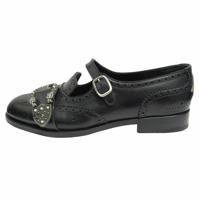 【中古】18aw グッチ GUCCI クイアーコア ブローグ モンクストラップ レザー シューズ 449946 26.5cm ブラック
