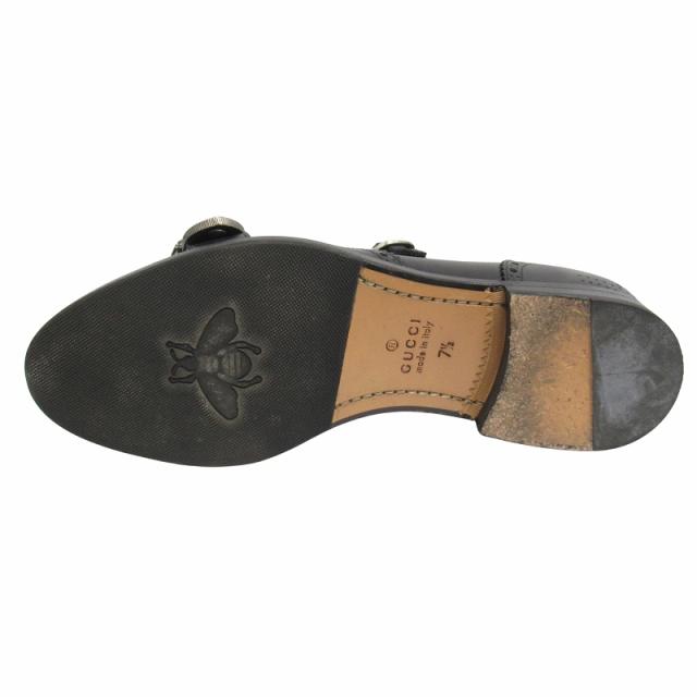 【中古】18aw グッチ GUCCI クイアーコア ブローグ モンクストラップ レザー シューズ 449946 26.5cm ブラック