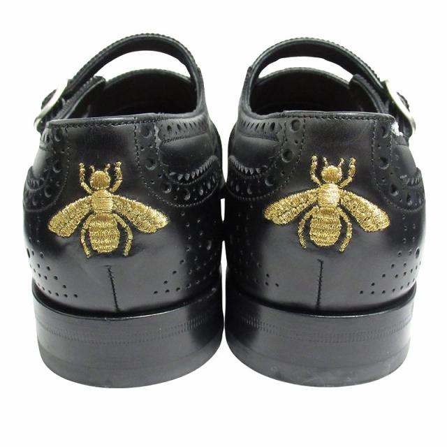 【中古】18aw グッチ GUCCI クイアーコア ブローグ モンクストラップ レザー シューズ 449946 26.5cm ブラック