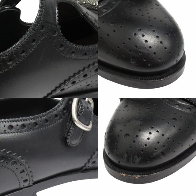 【中古】18aw グッチ GUCCI クイアーコア ブローグ モンクストラップ レザー シューズ 449946 26.5cm ブラック