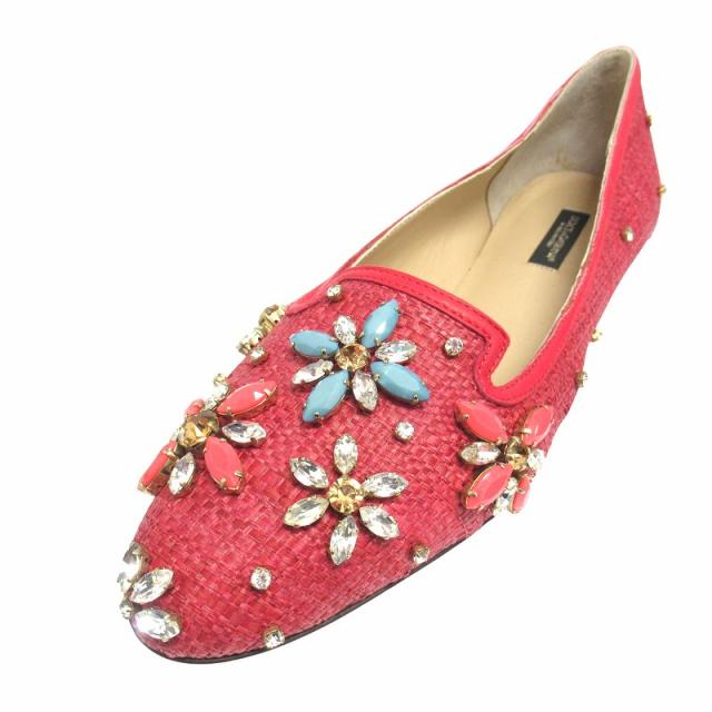 【中古】未使用品 ドルチェ&ガッバーナ ドルガバフラット シューズ パンプス ビジュー クリスタル フラワー ■２