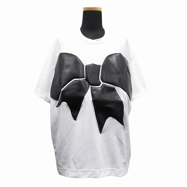 【中古】22SS コムデギャルソン COMME des GARCONS ビッグ リボン プリント Tシャツ カットソー 半袖 ストレッチ