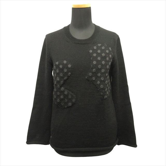 【中古】10aw コムデギャルソン COMME des GARCONS クッション ニット セーター ドット 切替 中綿 クルーネック