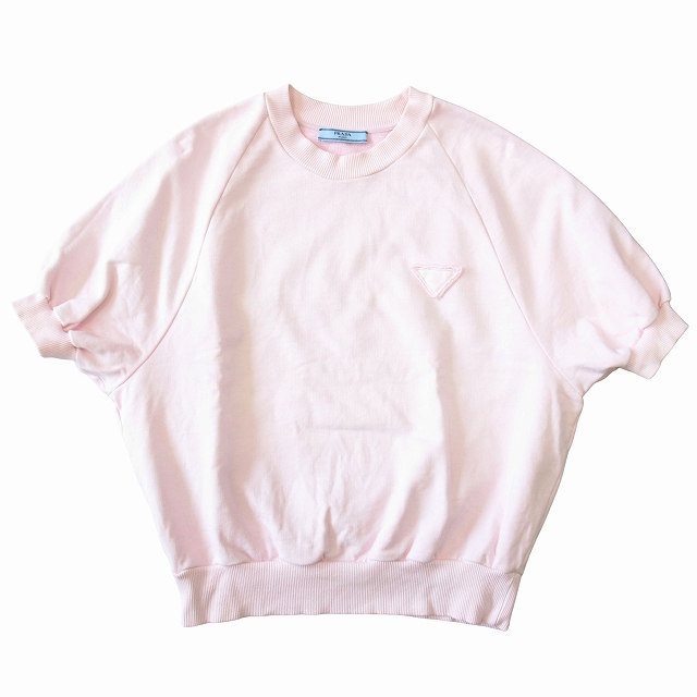 【中古】美品 19SS プラダ PRADA トライアングルロゴ オーバーサイズ スウェット シャツ トレーナー カットソー XS