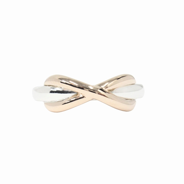 【中古】新品仕上げ済 新同 極美品 ティファニー TIFFANY & CO. SV925/K18PG コンビ インフィニティ リング ◆４