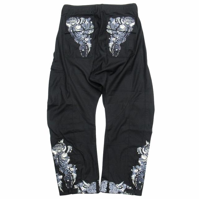 【中古】希少 00's 美品 ジョンガリアーノ 本人期 刺繍 ワイド パンツ ウールギャバジン オールド アーカイブ 52