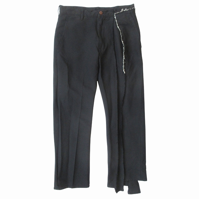 【中古】美品 13SS コムデギャルソン COMME des GARCONS ポリ縮絨 製品染め アシンメトリー 変形 スラックス パンツ