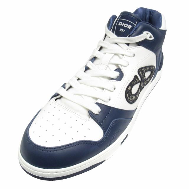 【中古】未使用品 2023年 ディオール DIOR "B57" ドリブル レザー スニーカー CDロゴ オブリーク ジャガード ▽２