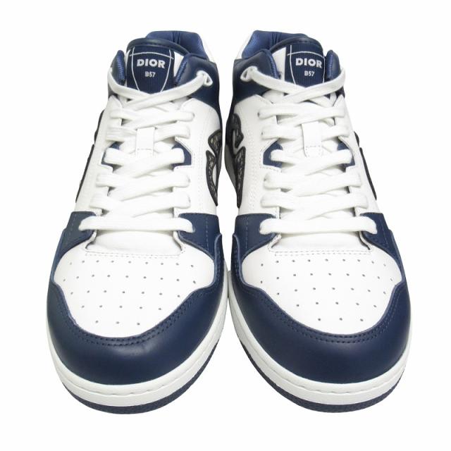 【中古】未使用品 2023年 ディオール DIOR "B57" ドリブル レザー スニーカー CDロゴ オブリーク ジャガード ▽２