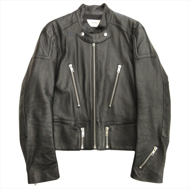 【中古】19aw セリーヌ CELINE by Hedi Slimane パデット レザー レーサー ジャケット PADDED LEATHER RACER JACKET