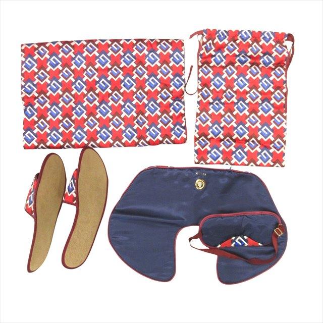 【中古】未使用品 グッチ GUCCI ジオメトリックG トラベルセット ルームシューズ スリッパ ネックピロー アイマスク 中古】未使用品 グッチ GUCCI ジオメトリックG トラベルセット ルーム