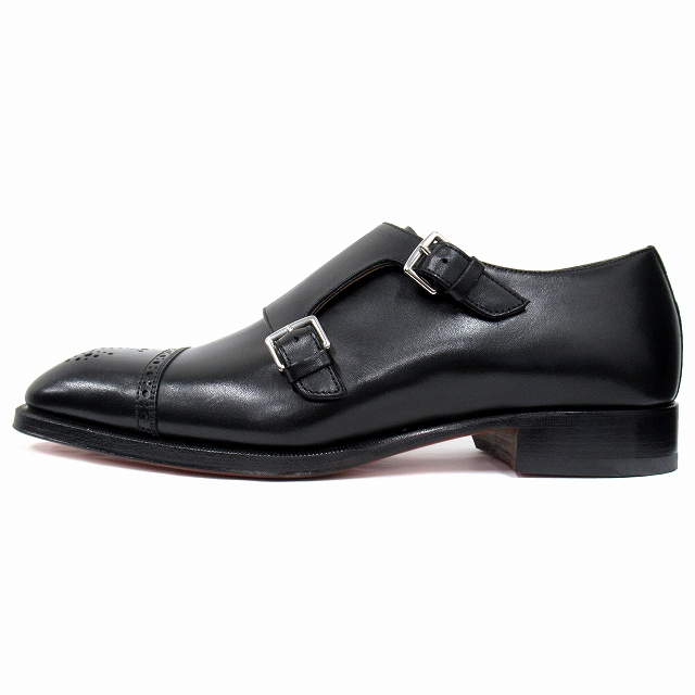 【中古】未使用品 エルメス HERMES ダブルモンクストラップ ドレス ビジネス シューズ 革靴 スクエアトゥ 40 ◆７