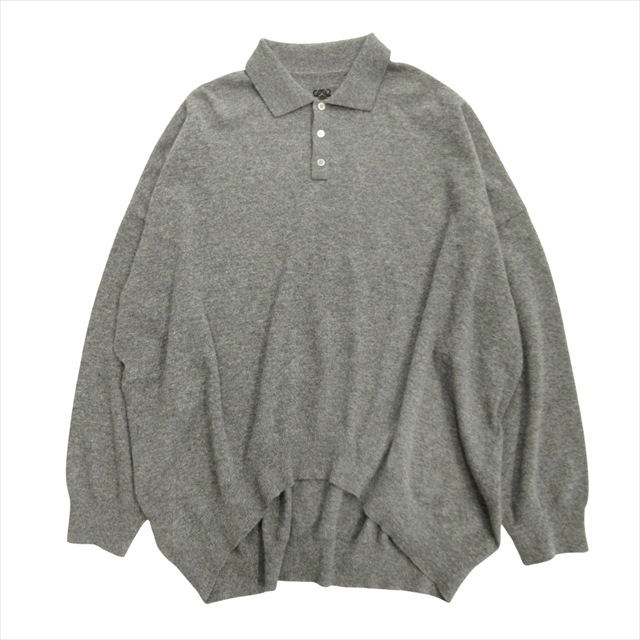 【中古】美品 ロエベ LOEWE アナグラム ニット ロング ポロシャツ セーター カットソー オーバーサイズ ウール ロゴ