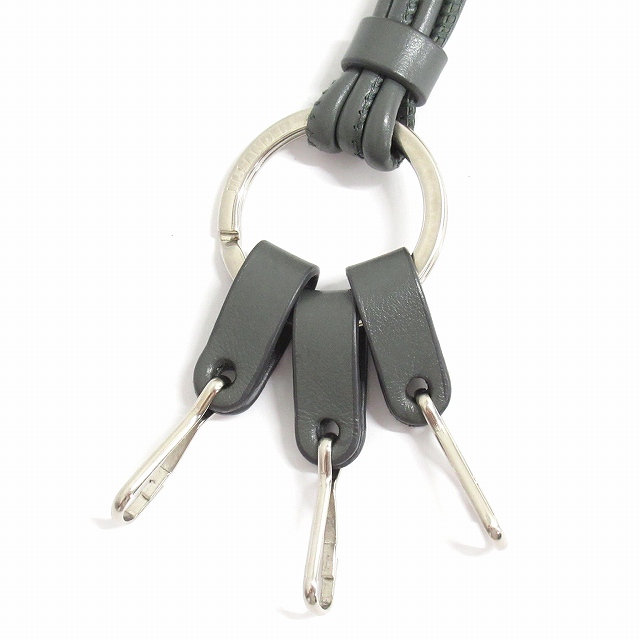 JILSANDER キーリング タングル ネックレス グレー 中古】美品 ジルサンダー JIL SANDER レザー タングル ネック