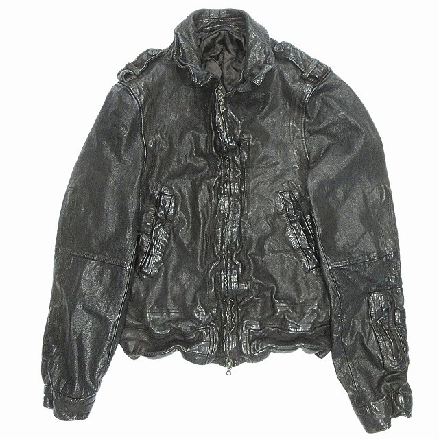 【中古】ニールバレット Neil Barrett バッファロー レザー ジャケット ブルゾン ライダース 水牛 サイズXXS