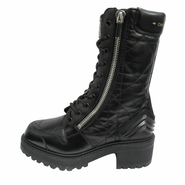 【中古】未使用品 21aw クリスチャンディオール Christian Dior カナージュ キルティング レザー ブーツ ▽２