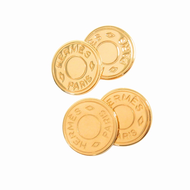 【中古】美品 エルメス HERMES セリエ ラウンド チェーン カフス ボタン カフリンクス スーツアクセサリー ◆９