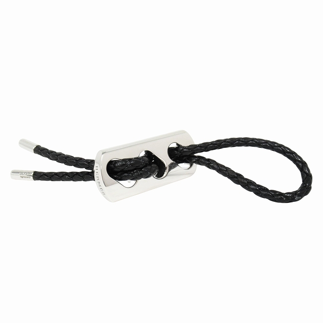 【中古】新品仕上げ済 美品 エルメス HERMES キーホルダー キーリング チャーム 編み込み レザー Ag925 ◆９
