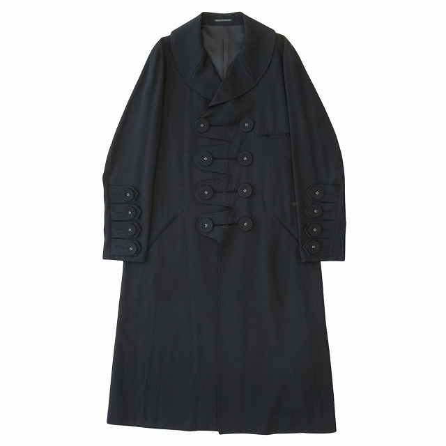 【中古】極美品 19AW ヨウジヤマモトプールオム YOHJI YAMAMOTO POUR HOMME デカ釦 ヘチマ コート ジャケット 1 黒
