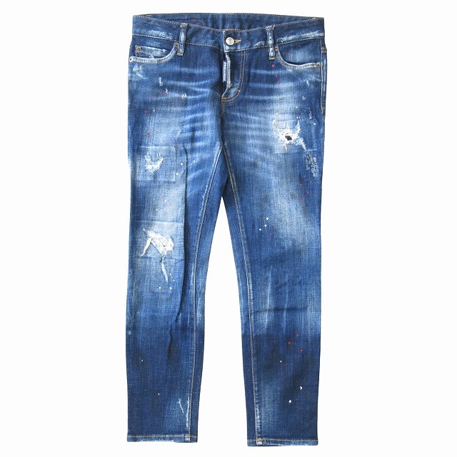 【中古】美品 21SS ディースクエアード DSQUARED2 ジェニファー クロップド ジーンズ デニム スキニー パンツ 38