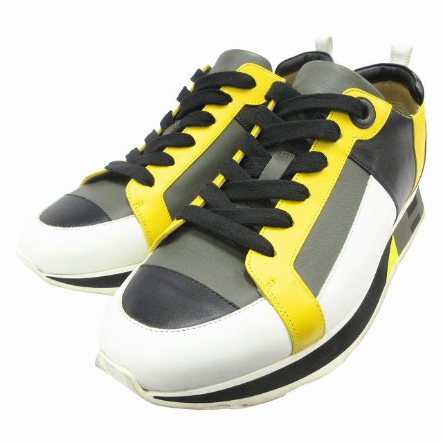 【中古】美品 エルメス HERMES "Rebus" レヴュス レザー スニーカー シューズ 靴 ローカット 181331ZH サイズ43 28cm