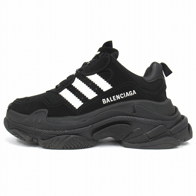 【中古】美品 バレンシアガ BALENCIAGA × アディダス adidas Triple S トリプルS ダッド スニーカー シューズ 25cm