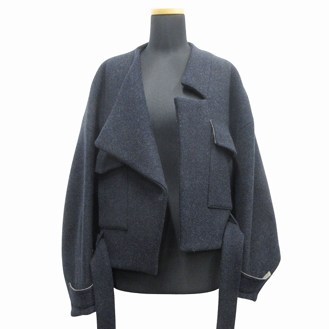 【中古】極美品 20AW エンフォルド ENFOLD メルトンリバー クロップド ショート ジャケット ブルゾン ウール 36