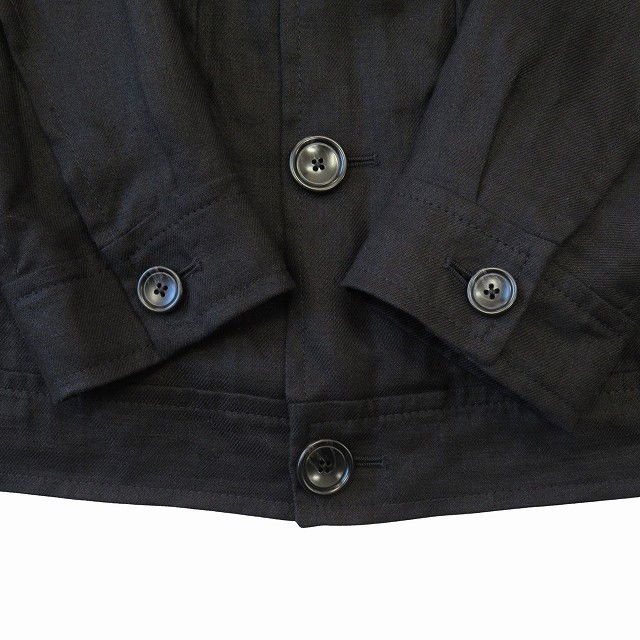 【中古】極美品 タリアトーレ TAGLIATORE "AMIR" リネン ショート ジャケット ブルゾン サイズ46 黒 ブラック ◆11