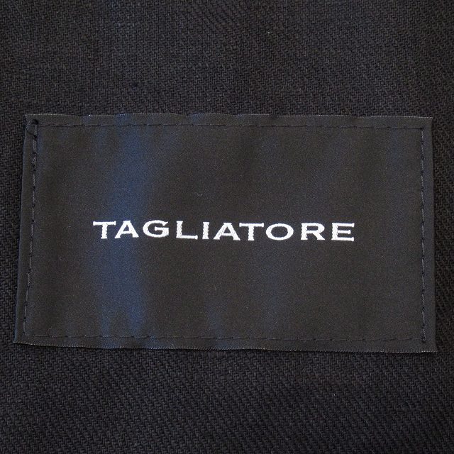 【中古】極美品 タリアトーレ TAGLIATORE "AMIR" リネン ショート ジャケット ブルゾン サイズ46 黒 ブラック ◆11