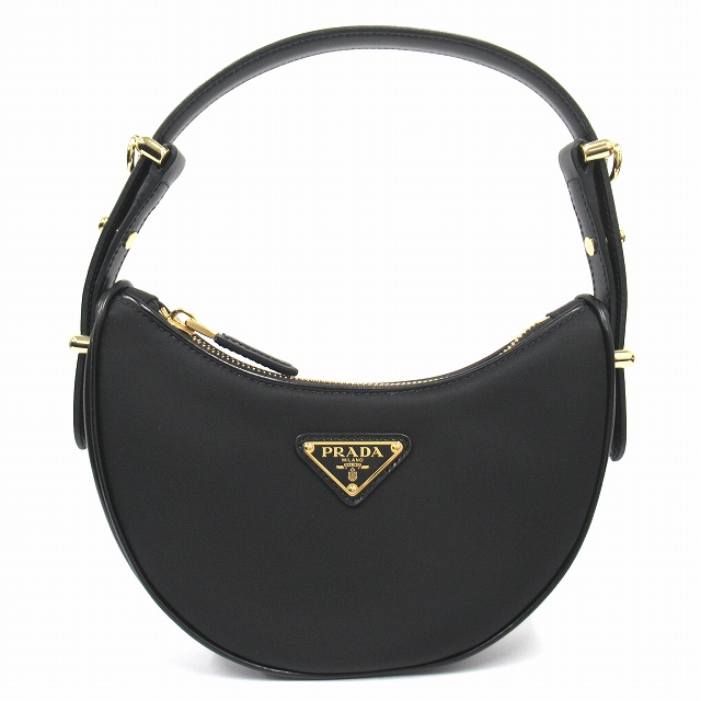 【中古】極美品 プラダ PRADA アーケ スモール ナイロン レザー ショルダー ハンド バッグ トライアングルロゴ