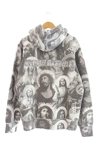 SUPREME シュプリーム 18AW Jesus and Mary Hooded Sweatshirt ジーザスアンドマリア総柄プリントフーデッドスウェットトレーナー パーカー フーディ グレー