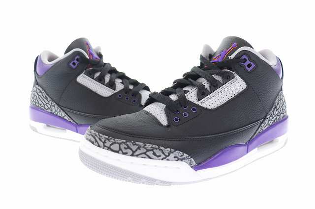 【中古】ナイキ NIKE AIR JORDAN 3 RETRO BLACK COURT PURPLE エア ジョーダン レトロ CT8532-050  27 ▲■ 230613/107｜au PAY マーケット