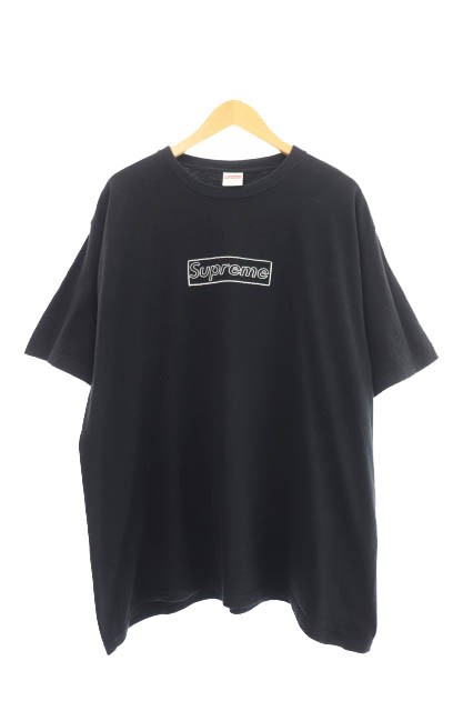 XL Supreme KAWS Chalk Logo Tee Black