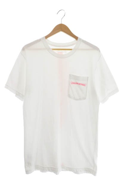 中古】クロムハーツ CHROME HEARTS Neon Pink Stripe Logo Tee ネオン