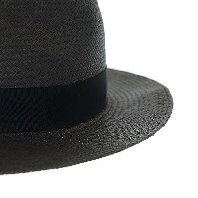 【中古】STETSON ステットソン トキヤ草 パナマ ハット 帽子 59cm 黒 ブラック ▲● 240721 メンズ