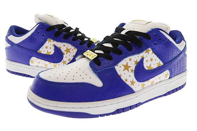 【中古】SUPREME ×NIKE SB DUNK LOW OG QS GOLD STARS WHITE HYPER BLUE ダンク ロー DH3228-100 27 青 ■ 240104