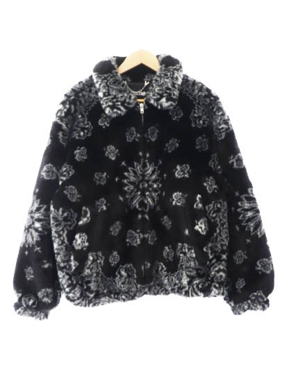 【中古】シュプリーム SUPREME 21SS Bandana Faux Fur Bomber Jacket バンダナ ファー ジャケット S 黒☆AA★ 240318