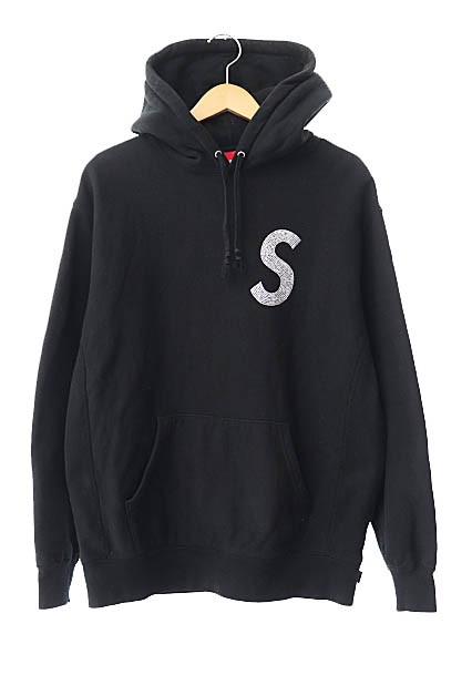 【中古】シュプリーム SUPREME × スワロフスキー 21SS S Logo Hooded Sweatshirt Sロゴ パーカー M 黒☆AA★ 240412の通販は