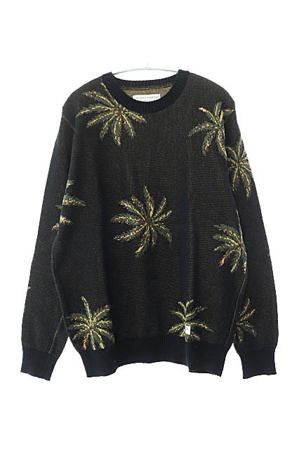 【中古】ワコマリア WACKO MARIA 17SS JACQUARD SWEATER ジャガード コットン ニット セーター L 黒 ...