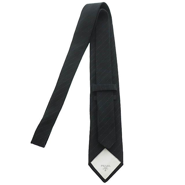 中古】プラダ PRADA ロゴ 三角プレート 斜めストライプ ネクタイ