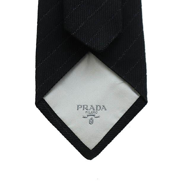 中古】プラダ PRADA ロゴ 三角プレート 斜めストライプ ネクタイ