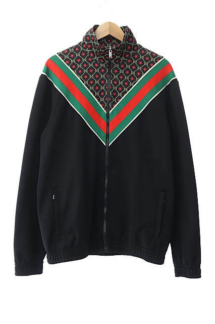 【中古】グッチ GUCCI 19AW GG Star Oversize Jersey Jacket ロゴ スター ジャージ トラック ジャケット S黒 240518