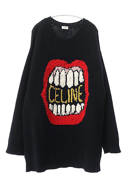 【中古】セリーヌ CELINE by Hedi Slimane エディ スリマン 21SS THE DANCING KID ルーズ ニット セーター M黒 240521